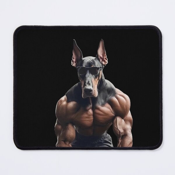Item preview, Weightlifting At The Fitness Gym With A Bodybuilder Featuring A Natural Ear Doberman Dog 02 designed and sold by yourwelcomee.