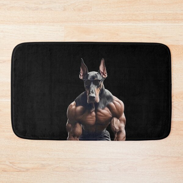 Item preview, Weightlifting At The Fitness Gym With A Bodybuilder Featuring A Natural Ear Doberman Dog 02 designed and sold by yourwelcomee.
