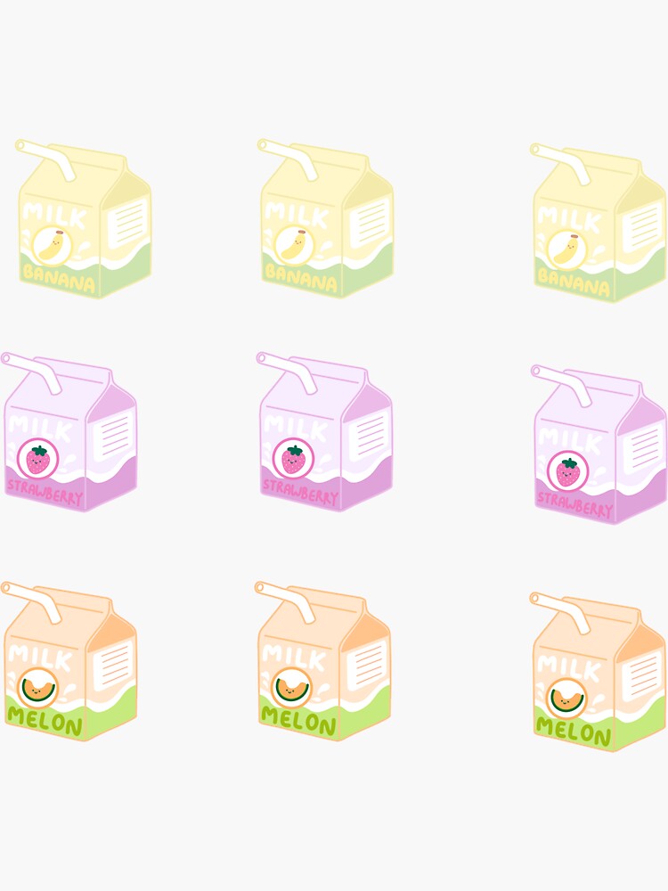 Kawaii Milk Sticker Milk Stickers Strawberry Milk Banana Milk