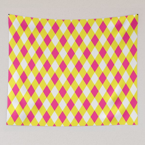 Item preview, Harlequin pattern dopamine dressing yellow pink white designed and sold by Colorblizz.