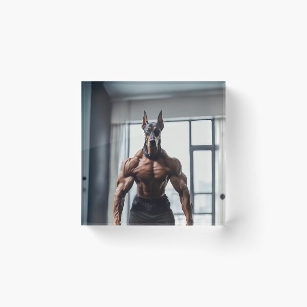 Item preview, Bodybuilder Natural Ear Doberman Dog At The Fitness Gym designed and sold by yourwelcomee.
