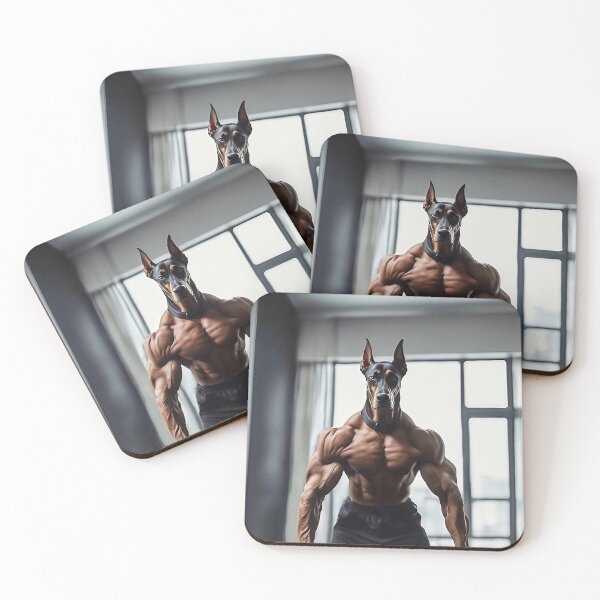 Item preview, Bodybuilder Natural Ear Doberman Dog At The Fitness Gym designed and sold by yourwelcomee.