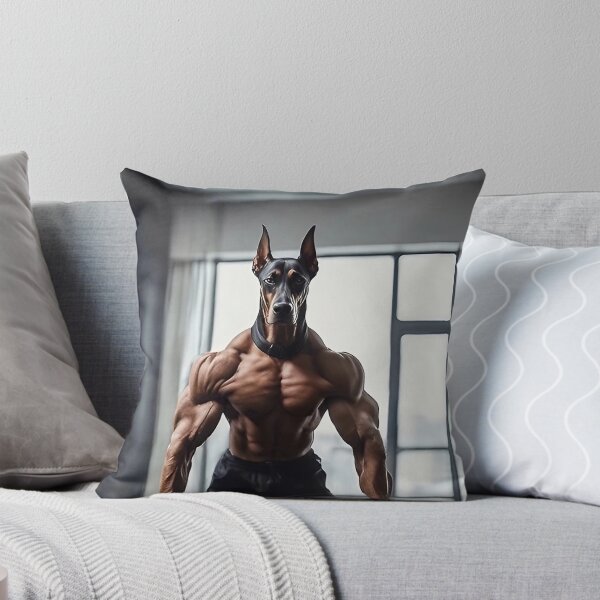 Item preview, Bodybuilder Natural Ear Doberman Dog At The Fitness Gym designed and sold by yourwelcomee.
