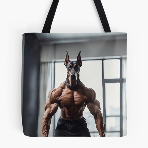 Item preview, Bodybuilder Natural Ear Doberman Dog At The Fitness Gym designed and sold by yourwelcomee.