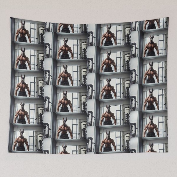 Item preview, Bodybuilder Natural Ear Doberman Dog At The Fitness Gym designed and sold by yourwelcomee.