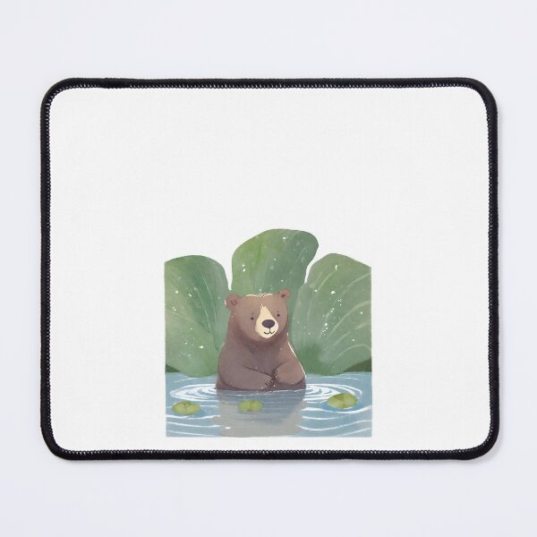 Item preview, Serene Bear Relaxing in Waterlilies Pond designed and sold by AnimaliaStar.