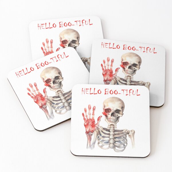 Item preview, Hello Boo-tiful - Spooky Skeleton Waving Hand designed and sold by usablestores.