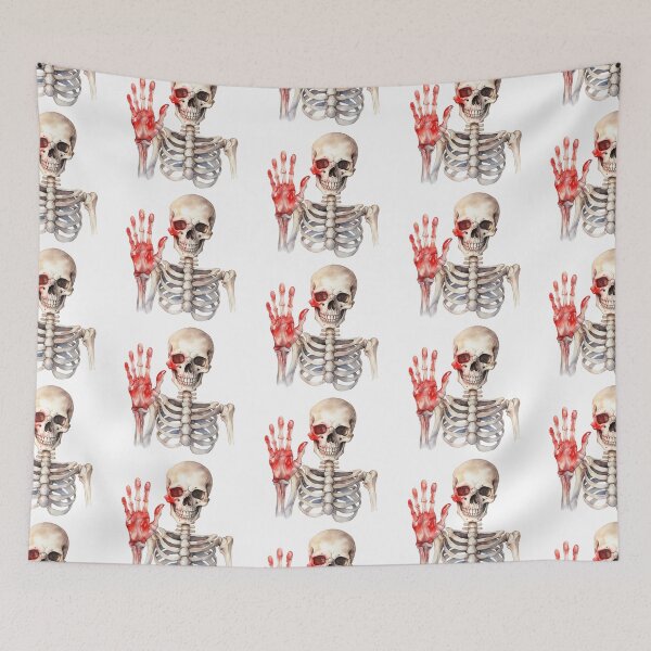 Item preview, Hello Boo-tiful - Spooky Skeleton Waving Hand designed and sold by usablestores.
