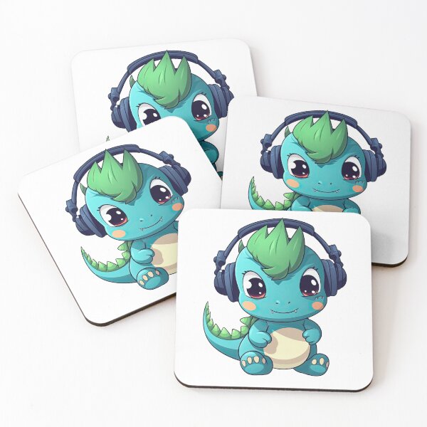 Item preview, Kawaii T-Rex Wearing Headphone In Vector Style 3 designed and sold by eyestetix.