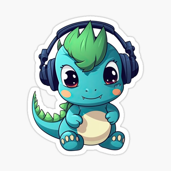 Item preview, Kawaii T-Rex Wearing Headphone In Vector Style 3 designed and sold by eyestetix.