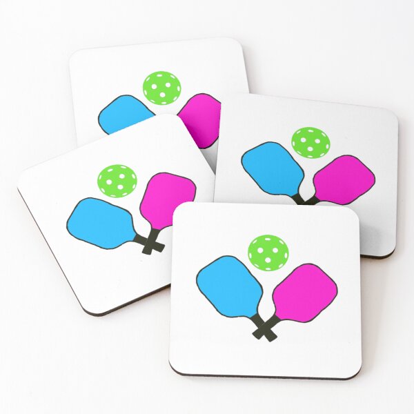Item preview, pink and blue Pickle ball paddles with ball designed and sold by bluemirrorball.