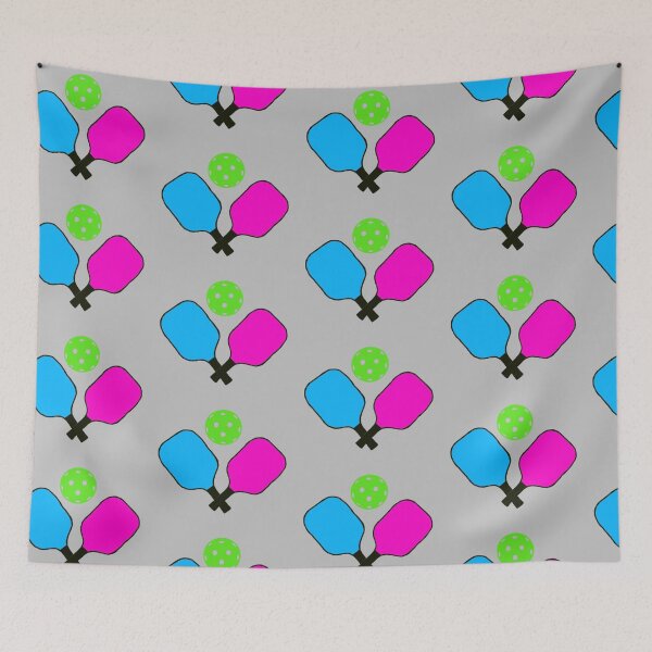 Item preview, pink and blue Pickle ball paddles with ball designed and sold by bluemirrorball.