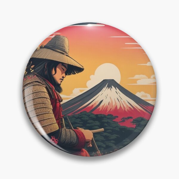 Item preview, Samurai Watching Retro Sunset near Mountain Fuji designed and sold by Ridiculam Toga.
