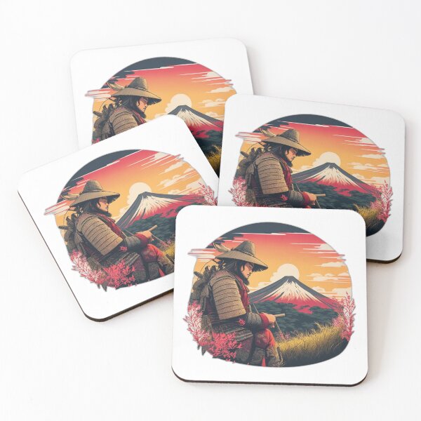 Item preview, Samurai Watching Retro Sunset near Mountain Fuji designed and sold by Ridiculam Toga.