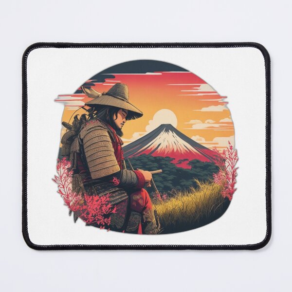 Item preview, Samurai Watching Retro Sunset near Mountain Fuji designed and sold by Ridiculam Toga.