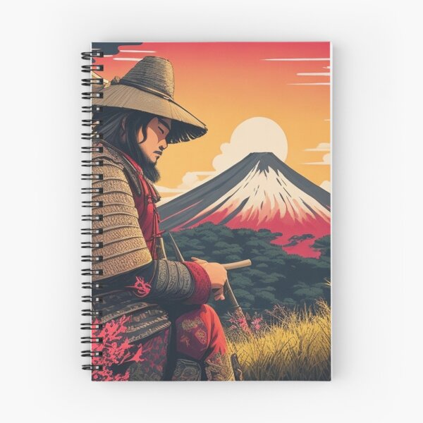 Item preview, Samurai Watching Retro Sunset near Mountain Fuji designed and sold by Ridiculam Toga.