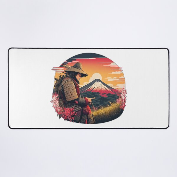 Item preview, Samurai Watching Retro Sunset near Mountain Fuji designed and sold by Ridiculam Toga.