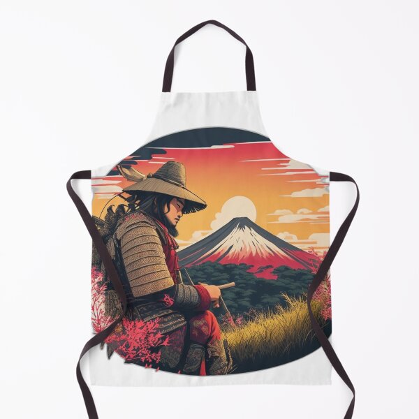 Item preview, Samurai Watching Retro Sunset near Mountain Fuji designed and sold by Ridiculam Toga.