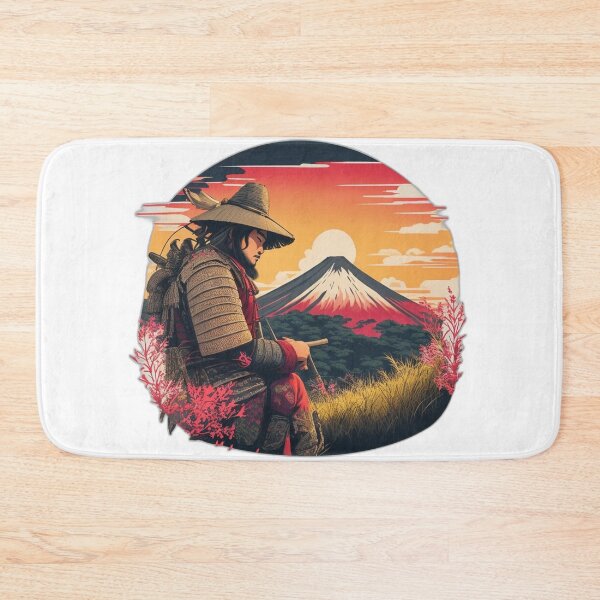 Item preview, Samurai Watching Retro Sunset near Mountain Fuji designed and sold by Ridiculam Toga.