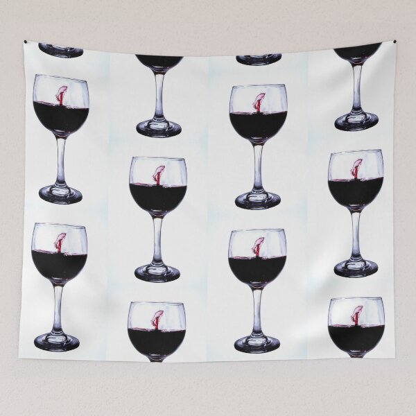 Item preview, I see a Fish in my Wine  red wine drops collide in a wine glass designed and sold by MarniePatchett.