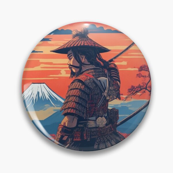 Item preview, Katana Samurai and Retro Sunset near Mountain Fuji designed and sold by Ridiculam Toga.
