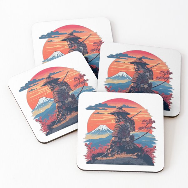 Item preview, Katana Samurai and Retro Sunset near Mountain Fuji designed and sold by Ridiculam Toga.