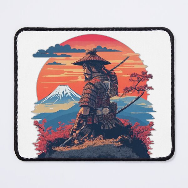 Item preview, Katana Samurai and Retro Sunset near Mountain Fuji designed and sold by Ridiculam Toga.