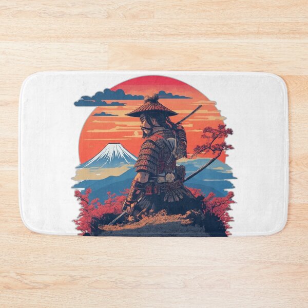 Item preview, Katana Samurai and Retro Sunset near Mountain Fuji designed and sold by Ridiculam Toga.