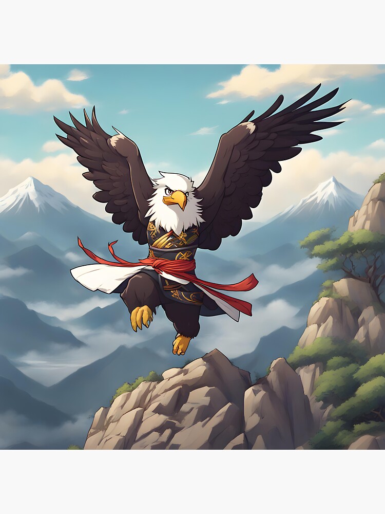 Anime-style illustration of a majestic bald eagle on Craiyon