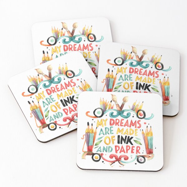 Item preview, Inspirational Quote "My dreams are made of Ink and Paper" Handmade Watercolours designed and sold by carlottamascolo.