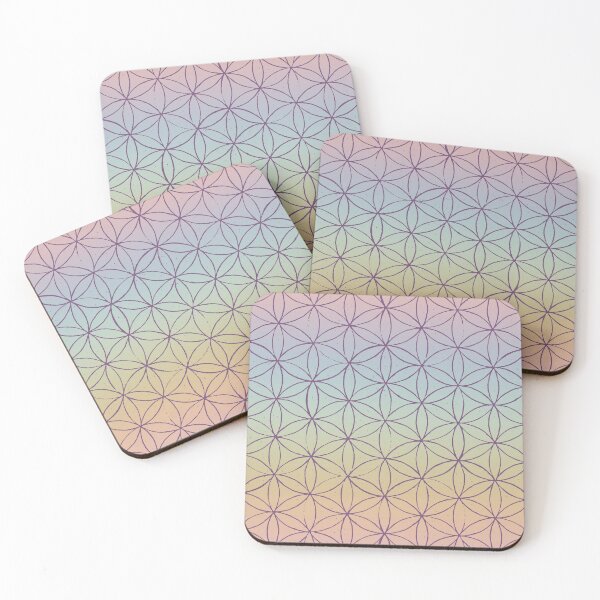 Artikelvorschau, Flower of Life Linocut Pattern - Rainbow Sorbet + Plum entworfen und verkauft von Irene Estelle.
