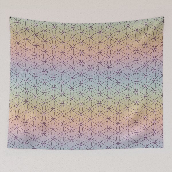 Artikelvorschau, Flower of Life Linocut Pattern - Rainbow Sorbet + Plum entworfen und verkauft von Irene Estelle.
