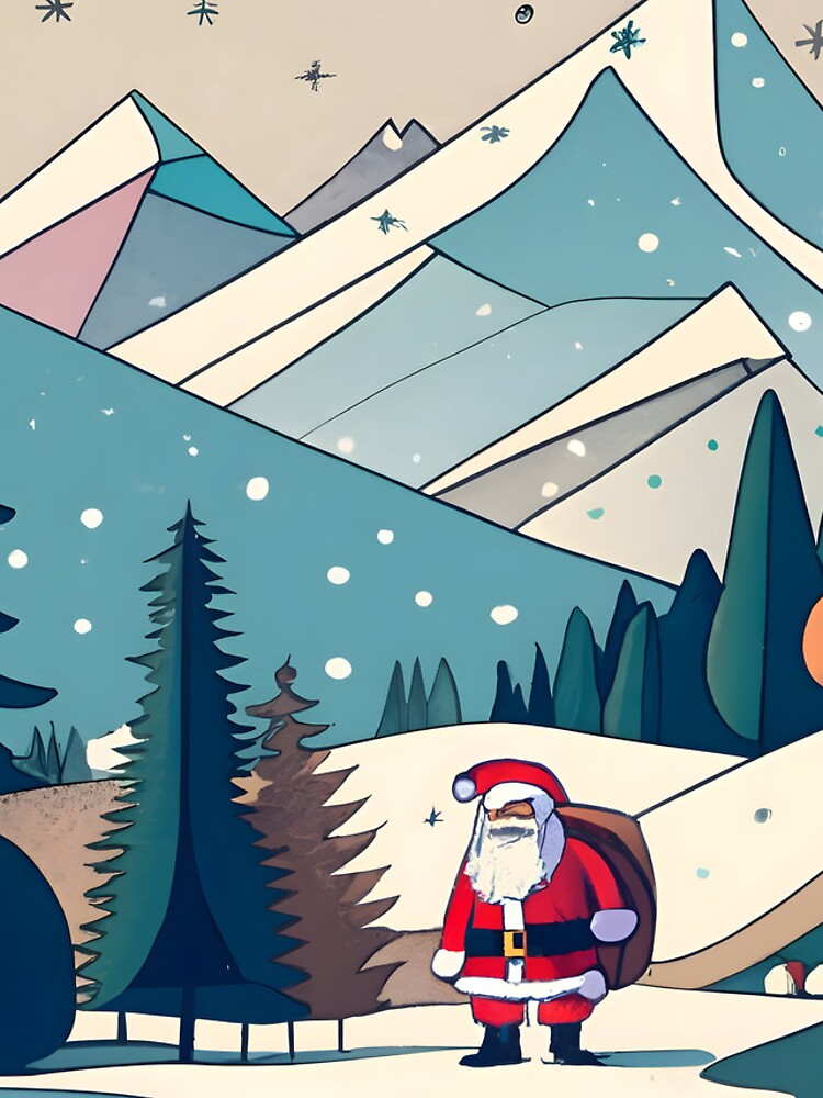 Thumbnail 5 of 5, iPhone Case, Christmas Santa in Winter Landscape Drawing designed and sold by Patricks-Art.