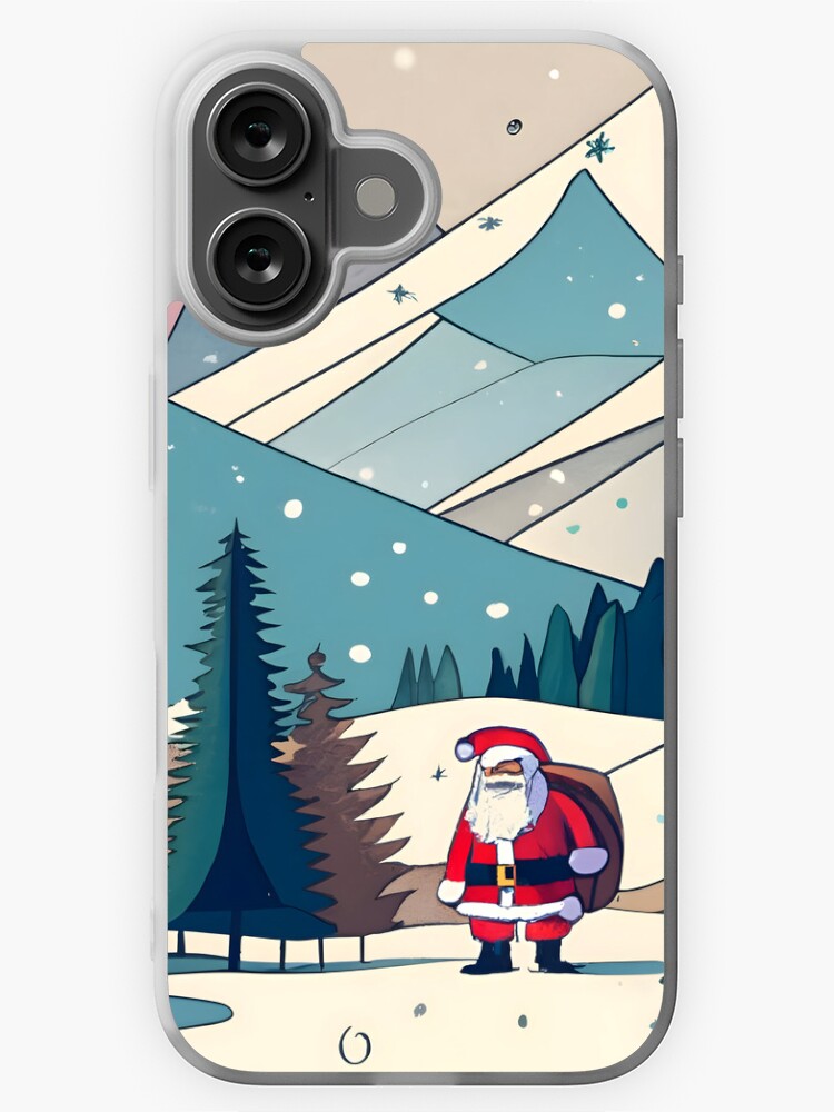 Thumbnail 1 of 5, iPhone Case, Christmas Santa in Winter Landscape Drawing designed and sold by Patricks-Art.