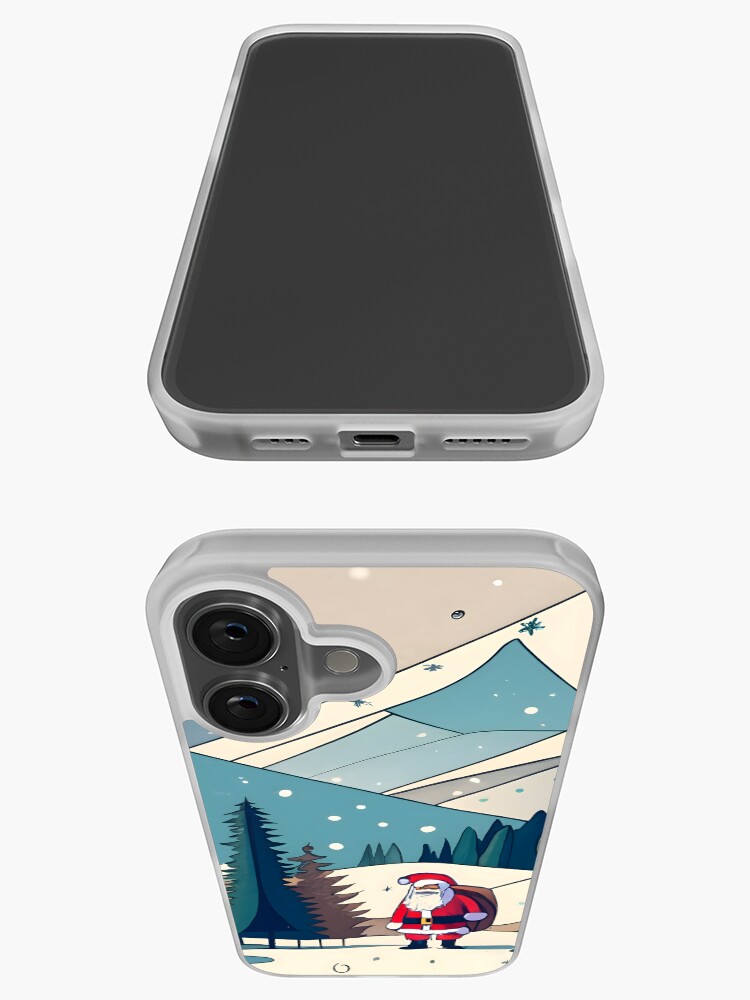Thumbnail 3 of 5, iPhone Case, Christmas Santa in Winter Landscape Drawing designed and sold by Patricks-Art.