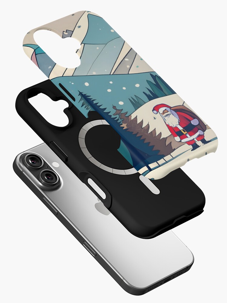Thumbnail 2 of 4, iPhone Case, Christmas Santa in Winter Landscape Drawing designed and sold by Patricks-Art.