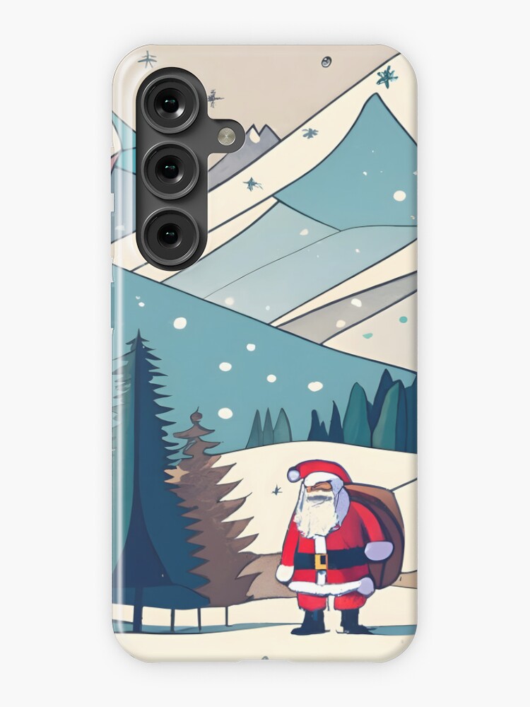 Thumbnail 1 of 4, Samsung Galaxy Phone Case, Christmas Santa in Winter Landscape Drawing designed and sold by Patricks-Art.