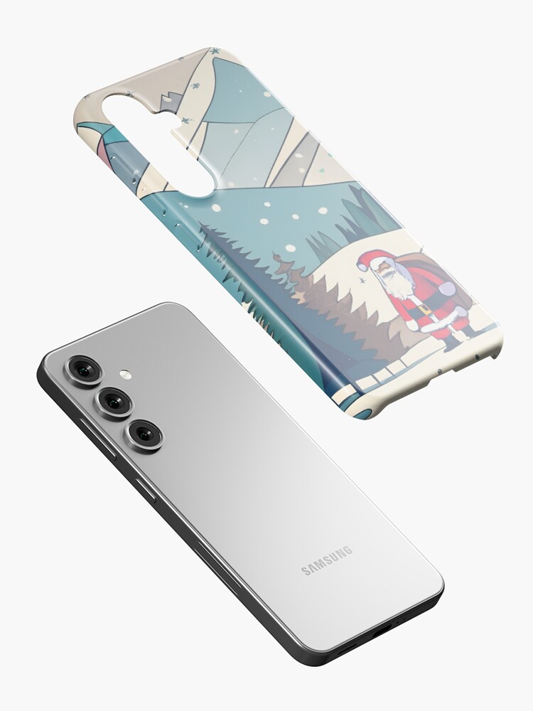 Thumbnail 2 of 4, Samsung Galaxy Phone Case, Christmas Santa in Winter Landscape Drawing designed and sold by Patricks-Art.