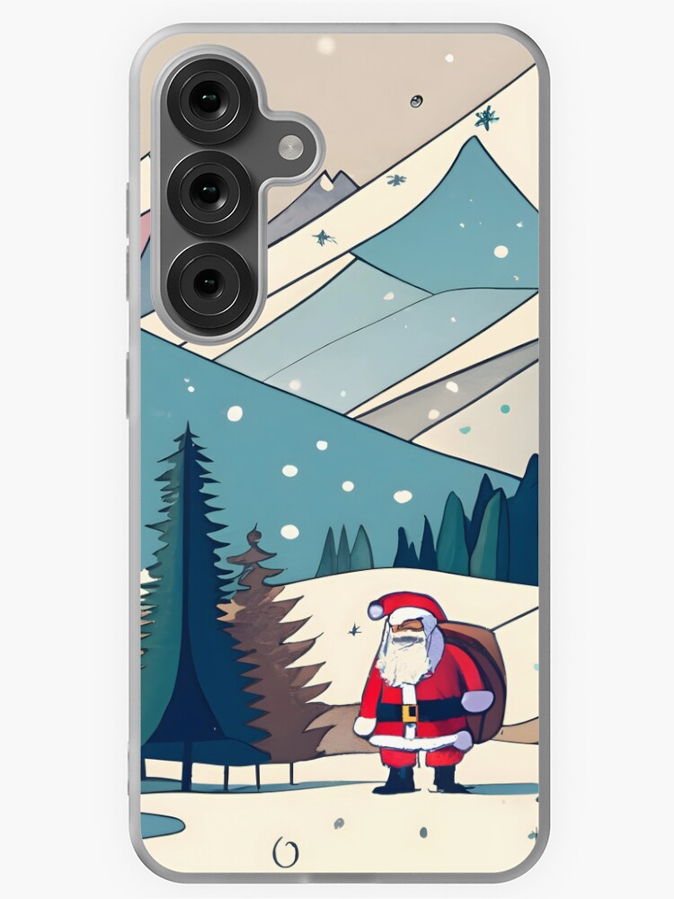 Thumbnail 1 of 4, Samsung Galaxy Phone Case, Christmas Santa in Winter Landscape Drawing designed and sold by Patricks-Art.