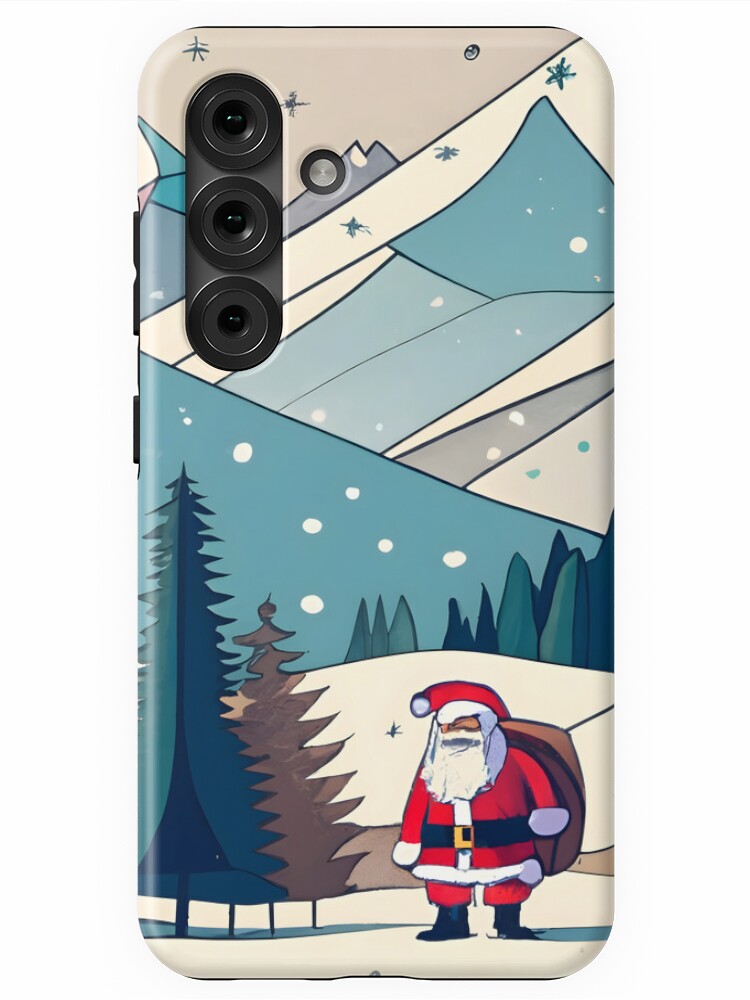 Thumbnail 1 of 4, Samsung Galaxy Phone Case, Christmas Santa in Winter Landscape Drawing designed and sold by Patricks-Art.