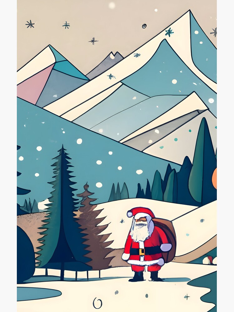Thumbnail 4 of 4, Samsung Galaxy Phone Case, Christmas Santa in Winter Landscape Drawing designed and sold by Patricks-Art.