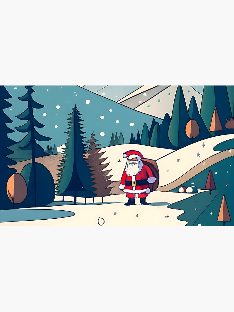 Thumbnail 6 of 6, Coffee Mug, Christmas Santa in Winter Landscape Drawing designed and sold by Patricks-Art.