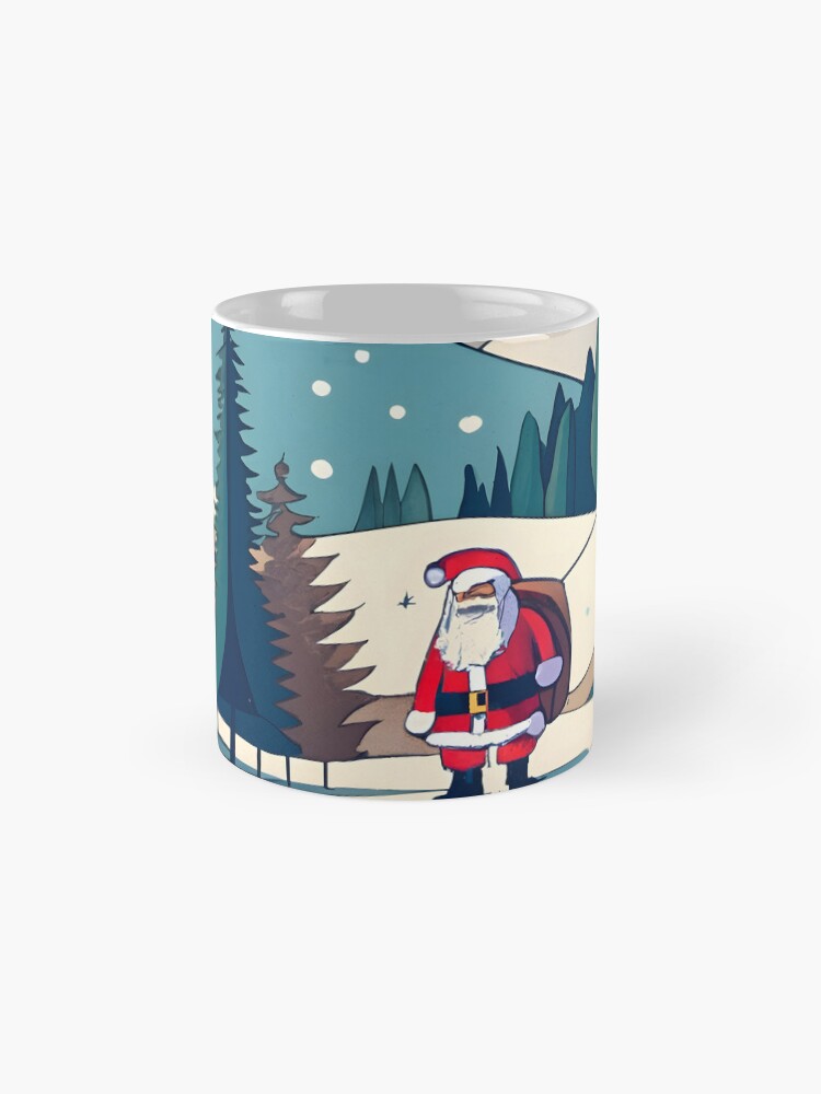Thumbnail 4 of 6, Coffee Mug, Christmas Santa in Winter Landscape Drawing designed and sold by Patricks-Art.