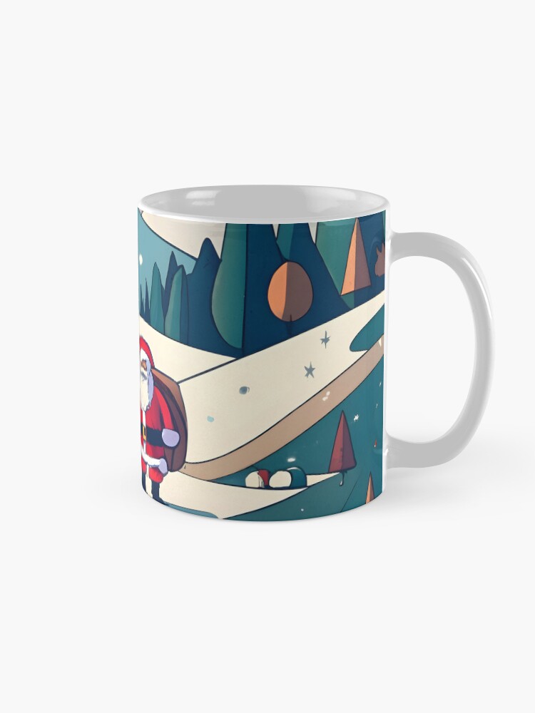 Thumbnail 5 of 6, Coffee Mug, Christmas Santa in Winter Landscape Drawing designed and sold by Patricks-Art.