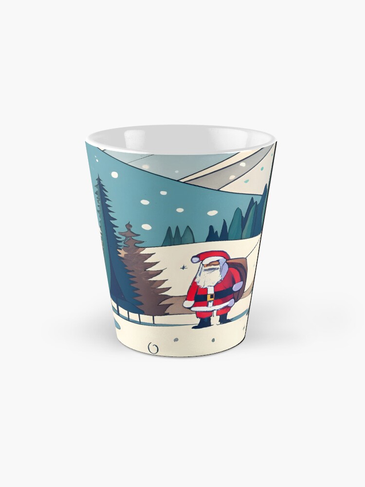 Thumbnail 2 of 4, Coffee Mug, Christmas Santa in Winter Landscape Drawing designed and sold by Patricks-Art.