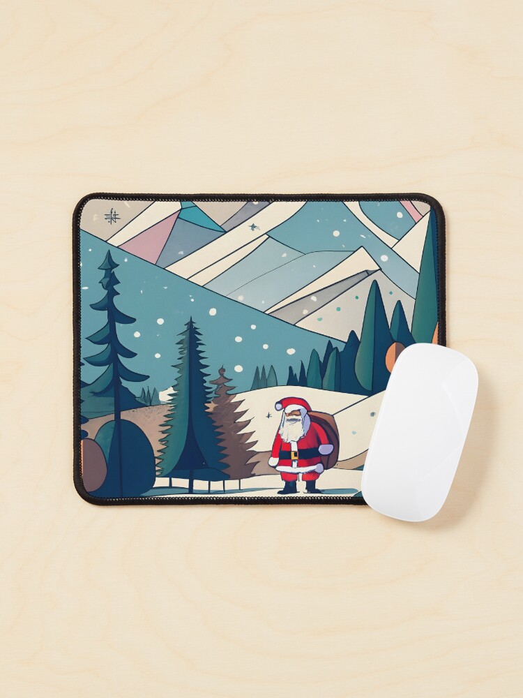 Thumbnail 1 of 5, Mouse Pad, Christmas Santa in Winter Landscape Drawing designed and sold by Patricks-Art.