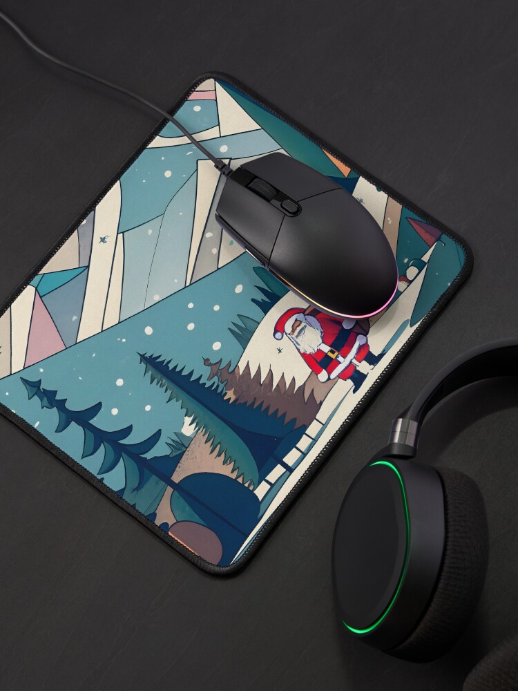 Thumbnail 4 of 5, Mouse Pad, Christmas Santa in Winter Landscape Drawing designed and sold by Patricks-Art.