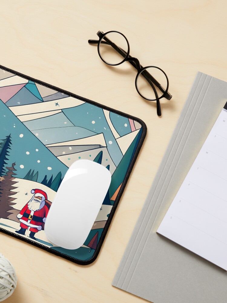 Thumbnail 3 of 5, Mouse Pad, Christmas Santa in Winter Landscape Drawing designed and sold by Patricks-Art.