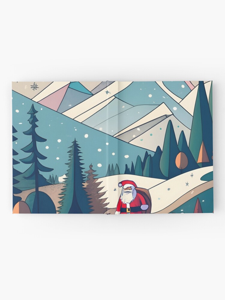Thumbnail 2 of 3, Journal, Christmas Santa in Winter Landscape Drawing designed and sold by Patricks-Art.