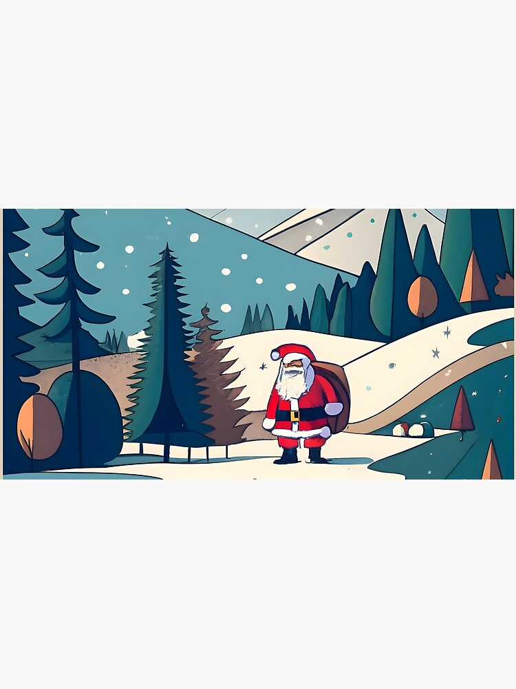 Thumbnail 5 of 5, Mouse Pad, Christmas Santa in Winter Landscape Drawing designed and sold by Patricks-Art.